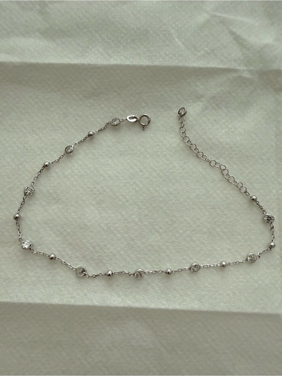 Jewelry - Sterling Silver Cubic Zirconia Station Necklace - Silver